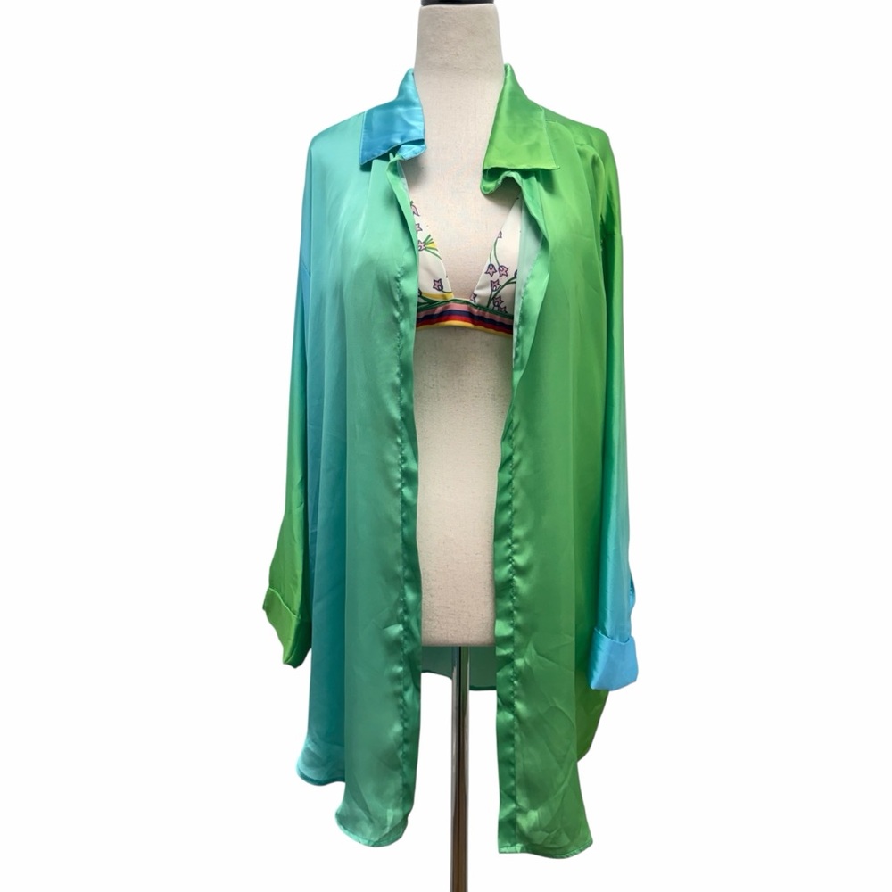 Baobob Napa Shirt in Samba Green Blue Size Small